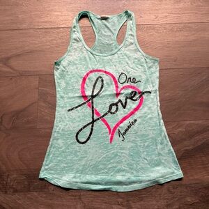 Jamaica One Love Sleeveless Fitted Racerback Burnout Tank Top Medium